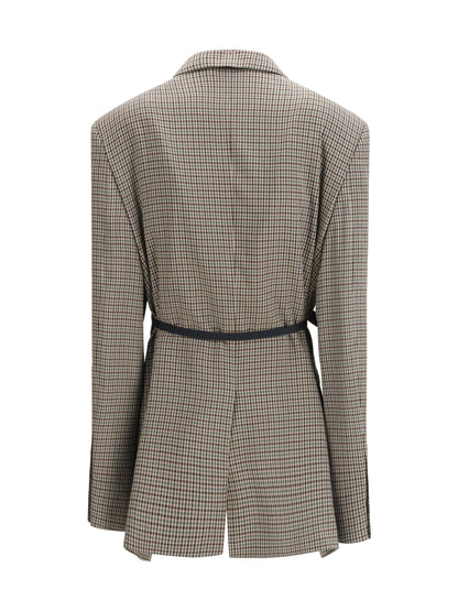 Single-Breasted Vichy Jacket Khaki/Brown