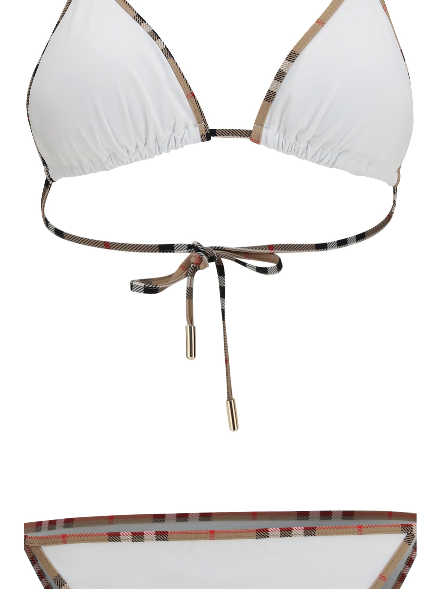 Triangle Bikini Check Detail White