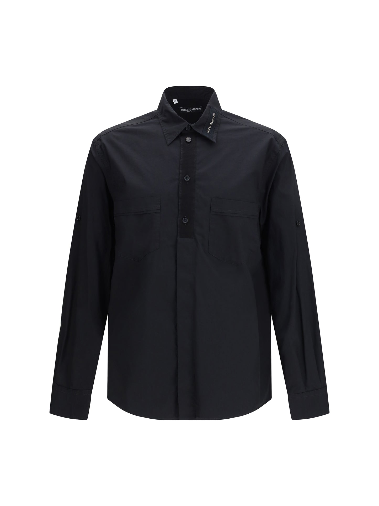 Cotton Shirt With Pockets Black