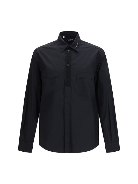 Cotton Shirt With Pockets Black