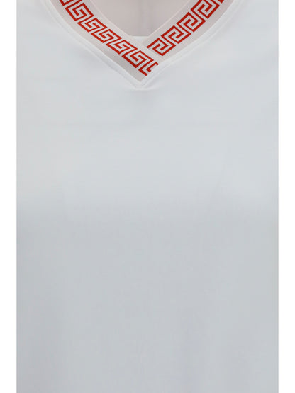 T-Shirt Greca V-Neck Optical White