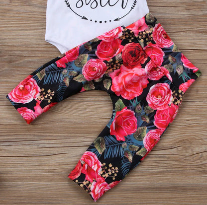 Girls' Autumn 3-Piece Cotton Romper Set with Headband
