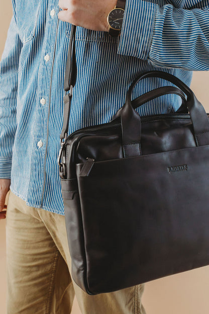 Normandy Men's Briefcase | Black Leather