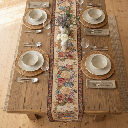 Tache Colorful Country Rustic Floral Morning Awakening Table Runner (3089B)