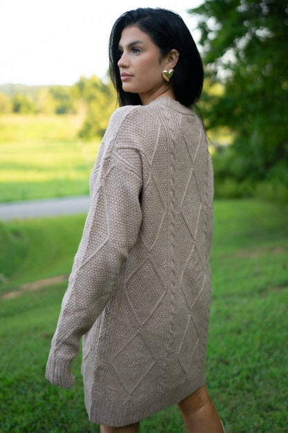 Threaded Pear Aura Cable Knit Sweater Dress