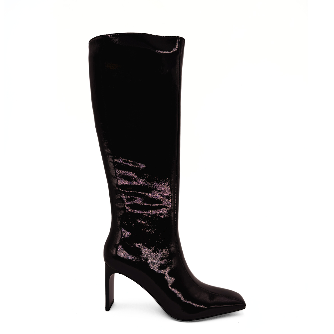 Mishel Patent Leather Knee High Boots - Burgundy
