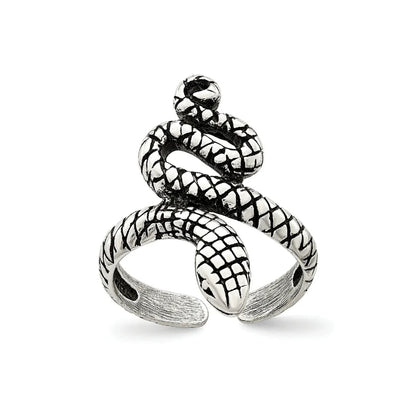 Antiqued Silver Snake Toe Ring