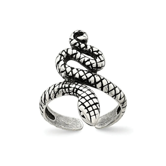 Antiqued Silver Snake Toe Ring