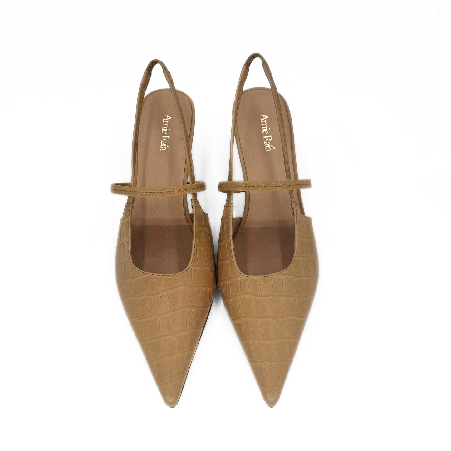 Connie Embossed Crocodile Heels - Brown