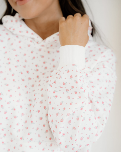 Rose Sweat Set Floral Kangaroo Pocket Hoodie Pants Set