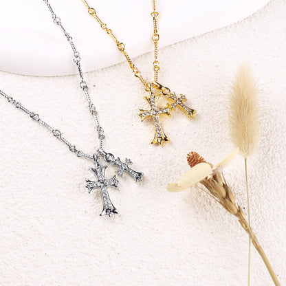 Mint & Lily Double Cross Pendant Necklace