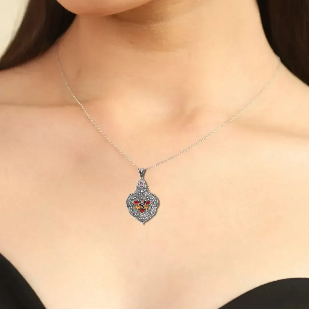 Boho Pendant Oxidised Necklace