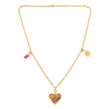 Heart Charm Necklace 18K Gold Over Silver
