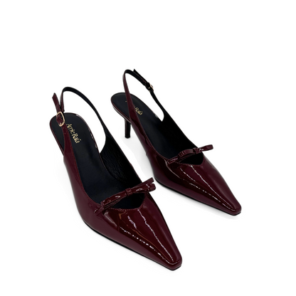 Georgia Pointy Toe Bow Heels - Burgundy