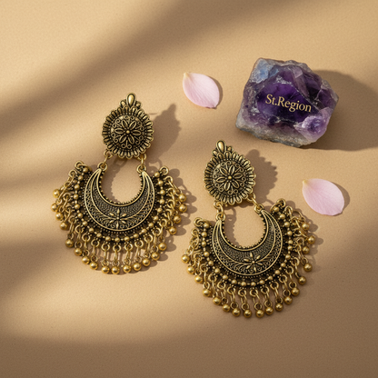 Goldtone Boho Intricate Drop Earrings