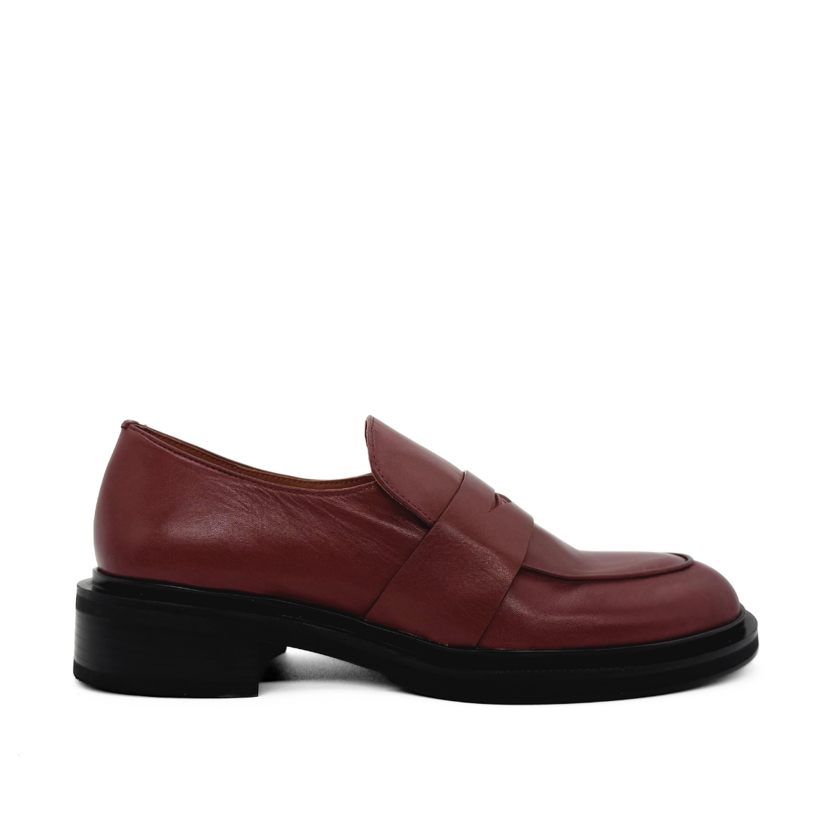 Drew Chunky Leather Loafers - Burgundy