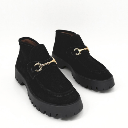 Dario Suede Horsebit Boots - Black
