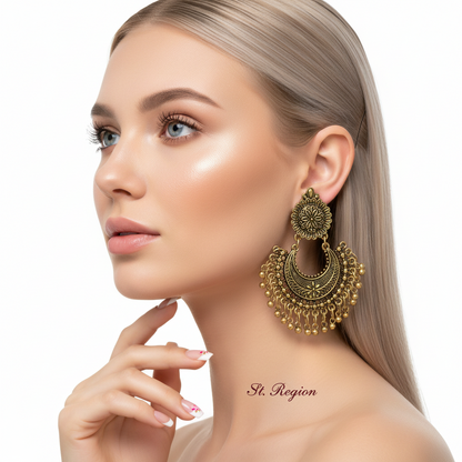 Goldtone Boho Intricate Drop Earrings