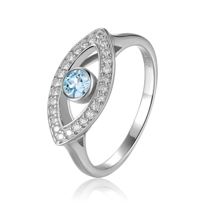 Blue Topaz Evil Eye Ring