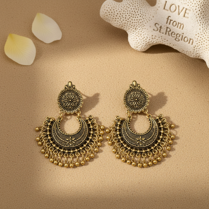 Goldtone Boho Intricate Drop Earrings