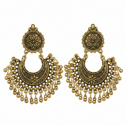 Goldtone Boho Intricate Drop Earrings