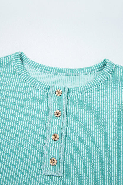 Threaded Pear Aria Knit Colorblock Henley Top