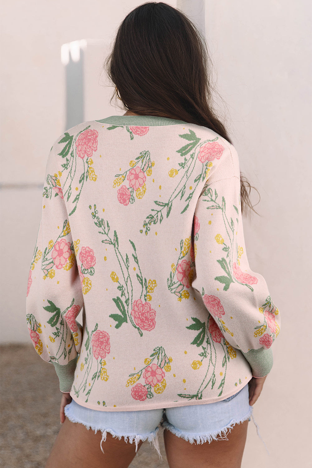 Threaded Pear Clarimina Pattern Striped Loose Sweater