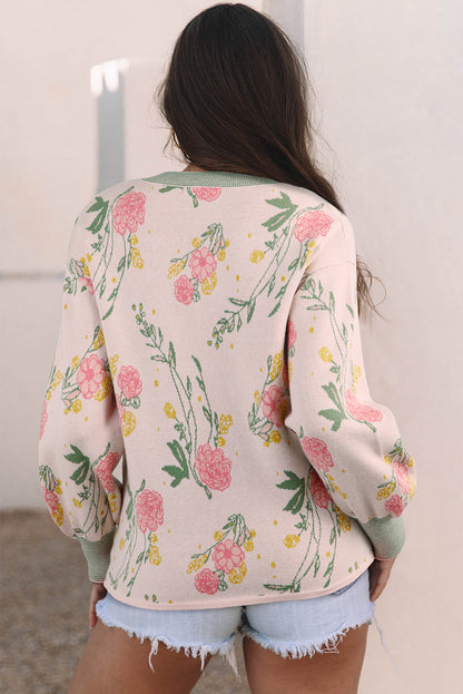 Threaded Pear Clarimina Pattern Striped Loose Sweater