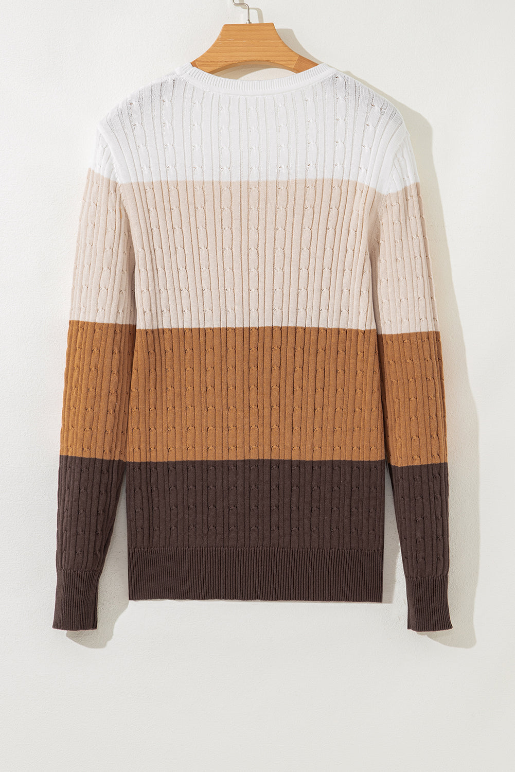 Threaded Pear Madison Colorblock Cable Knit Sweater