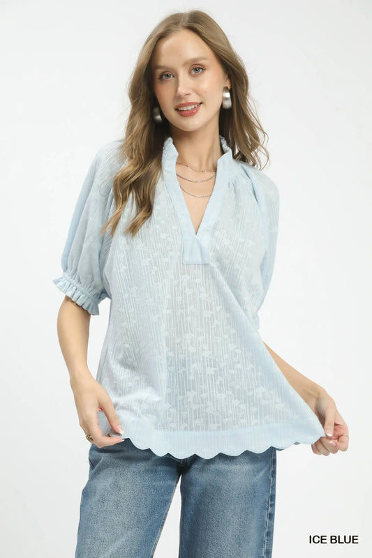 Umgee Textured Pintuck Blouse
