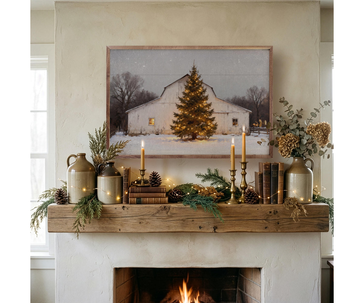 Kendrick Home White Barn And Holiday Tree