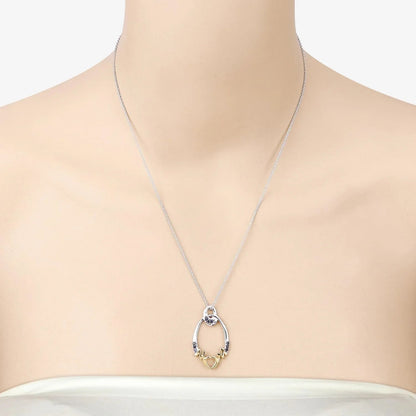 Round Blue Sapphire Prong Silver Mom Pendant Necklace