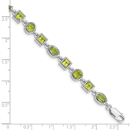 Genuine Green Peridot Sterling Silver Link Bracelets