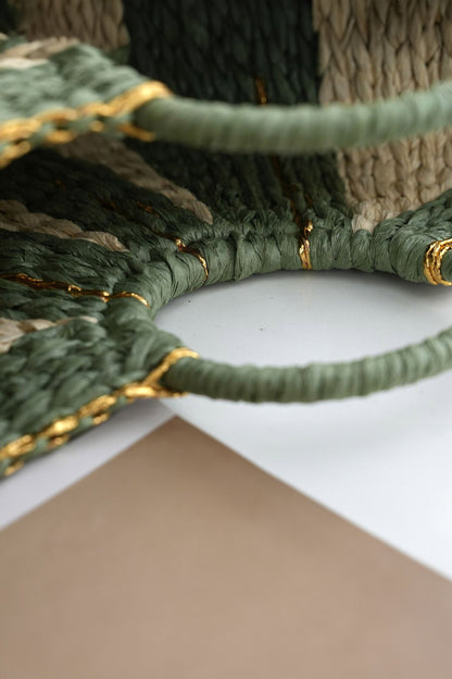 Threaded Pear Rachel Handwoven Straw Tote Bag