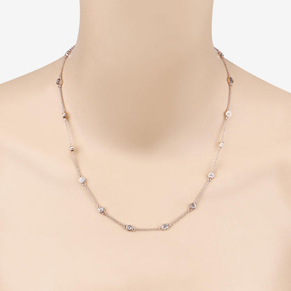 Round Peach Morganite 18K Rose Gold Plated Silver By The Yard Necklace