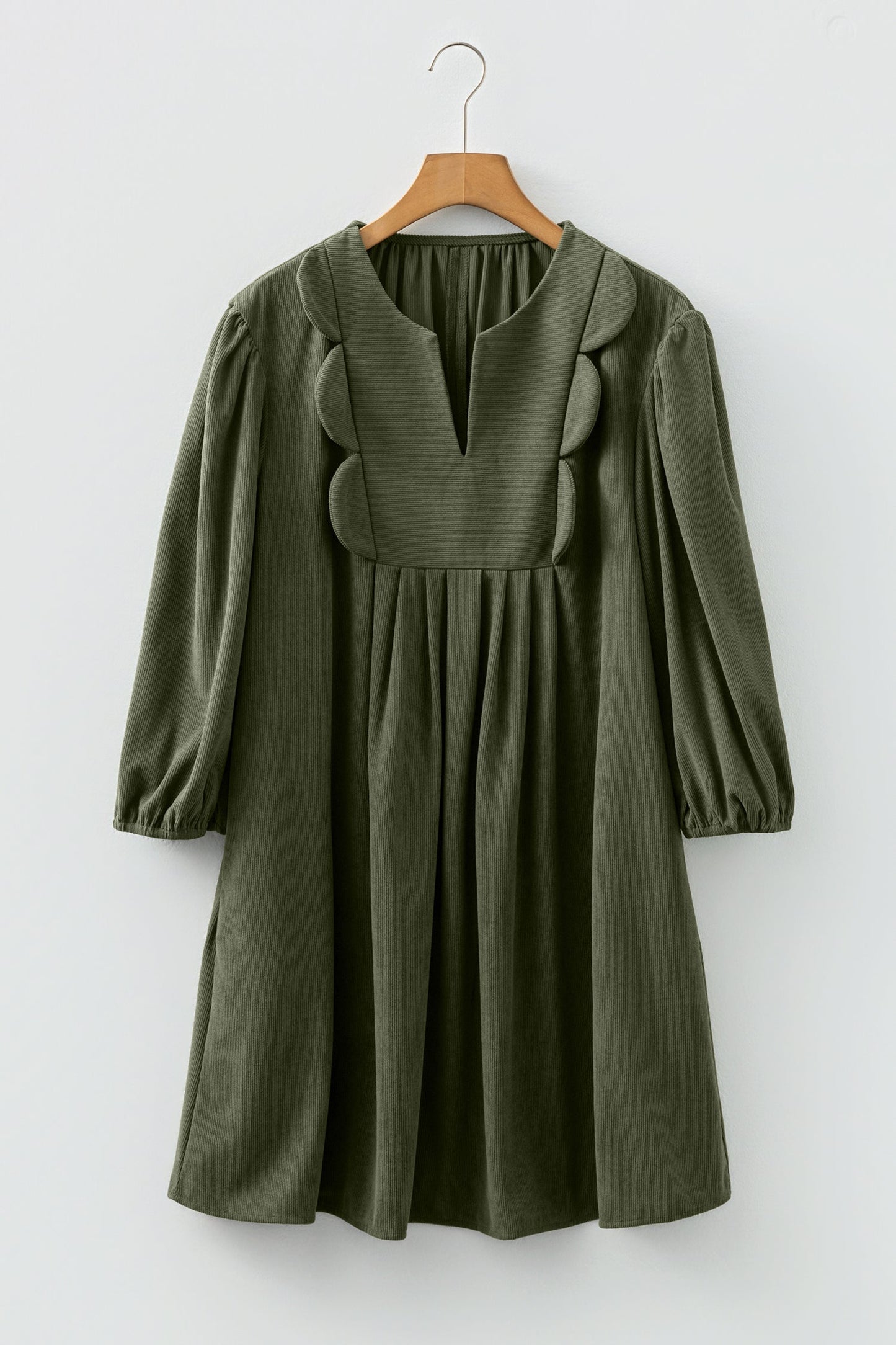 Threaded Pear Michelle Pleated Corduroy Mini Dress