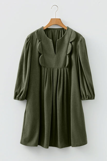 Threaded Pear Michelle Pleated Corduroy Mini Dress