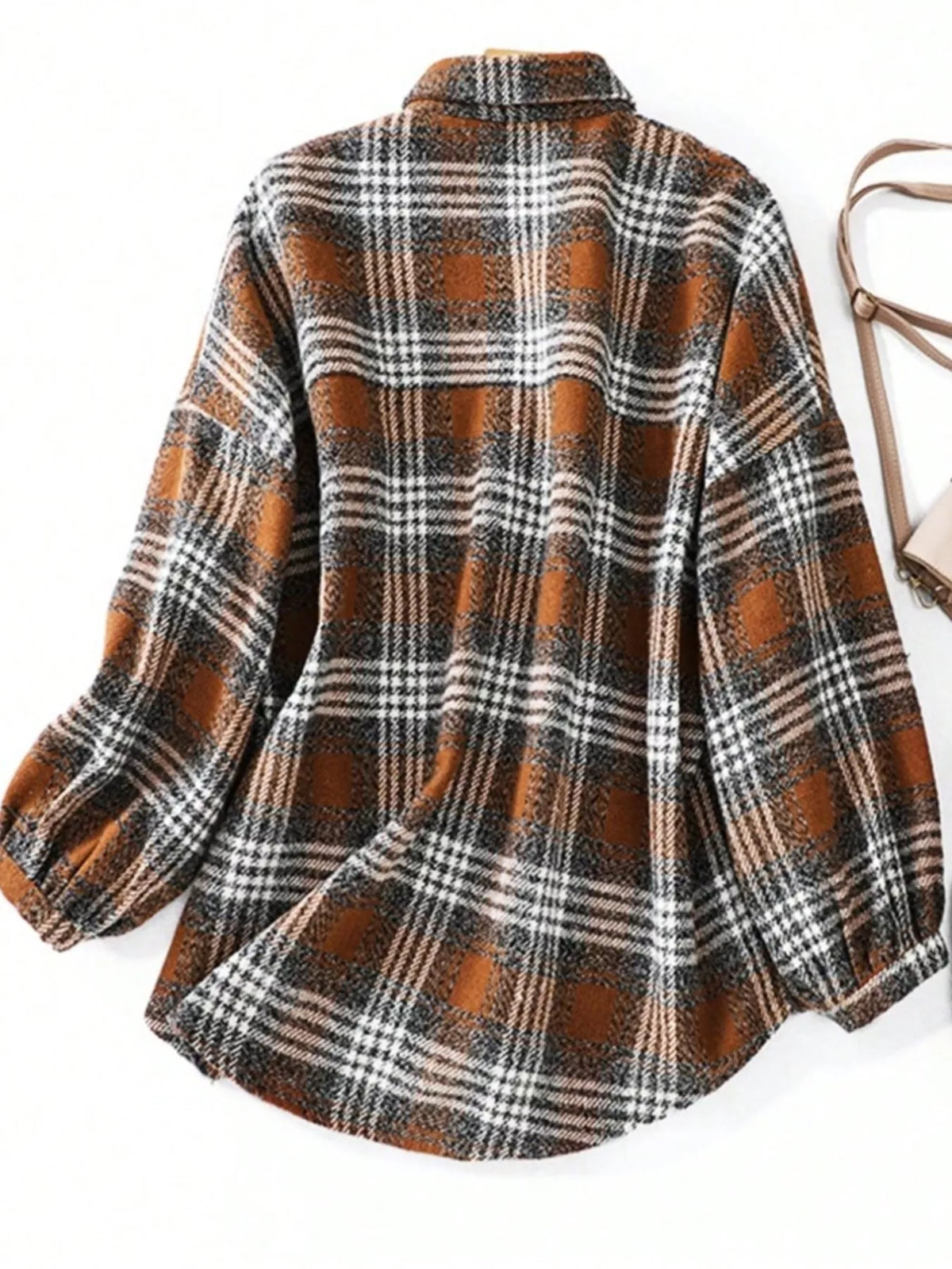 Plaid Button Up Long Sleeve Shacket