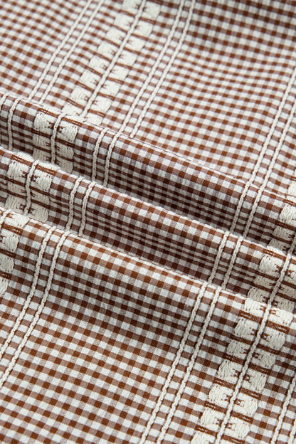 Threaded Pear Maggie Puff Sleeve Gingham Blouse
