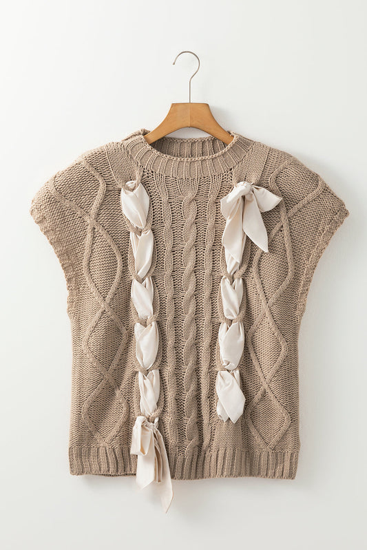 Threaded Pear Emma Bowknot Short Sleeve Sweater