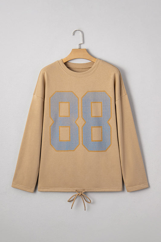 Threaded Pear Macy Drawstring Hemline Oversize Long Sleeve Top