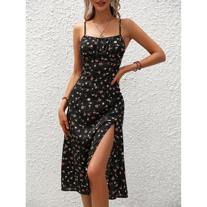 long dress with suspender Fashion Pleated Suspender Ribbon Dress Alsol Lamesa