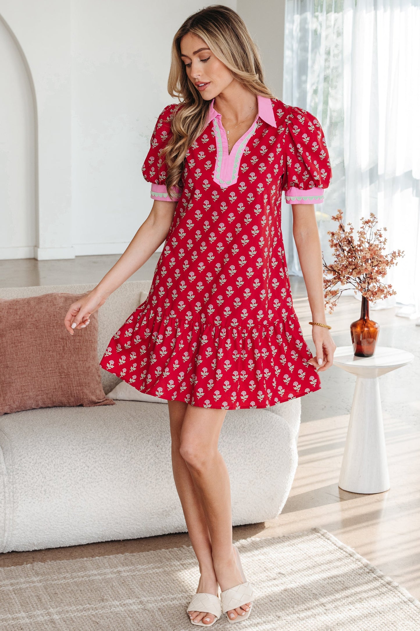Threaded Pear Amina Bubble Sleeve Mini Dress