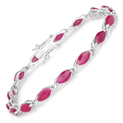 Marquise Pink Ruby Prong 10K White Gold Tennis Bracelet