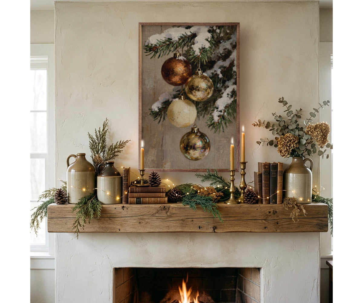 Kendrick Home Four Gold And Brown Ornaments