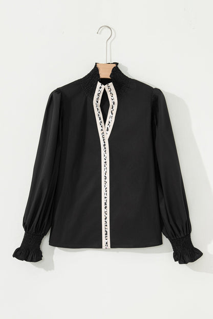 Threaded Pear Estrella Flounce Sleeve Trim Blouse