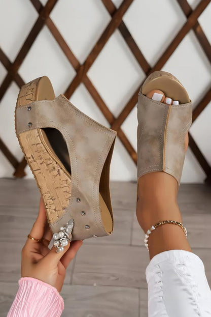 Threaded Pear Gianna Pu Leather Wedge Slippers