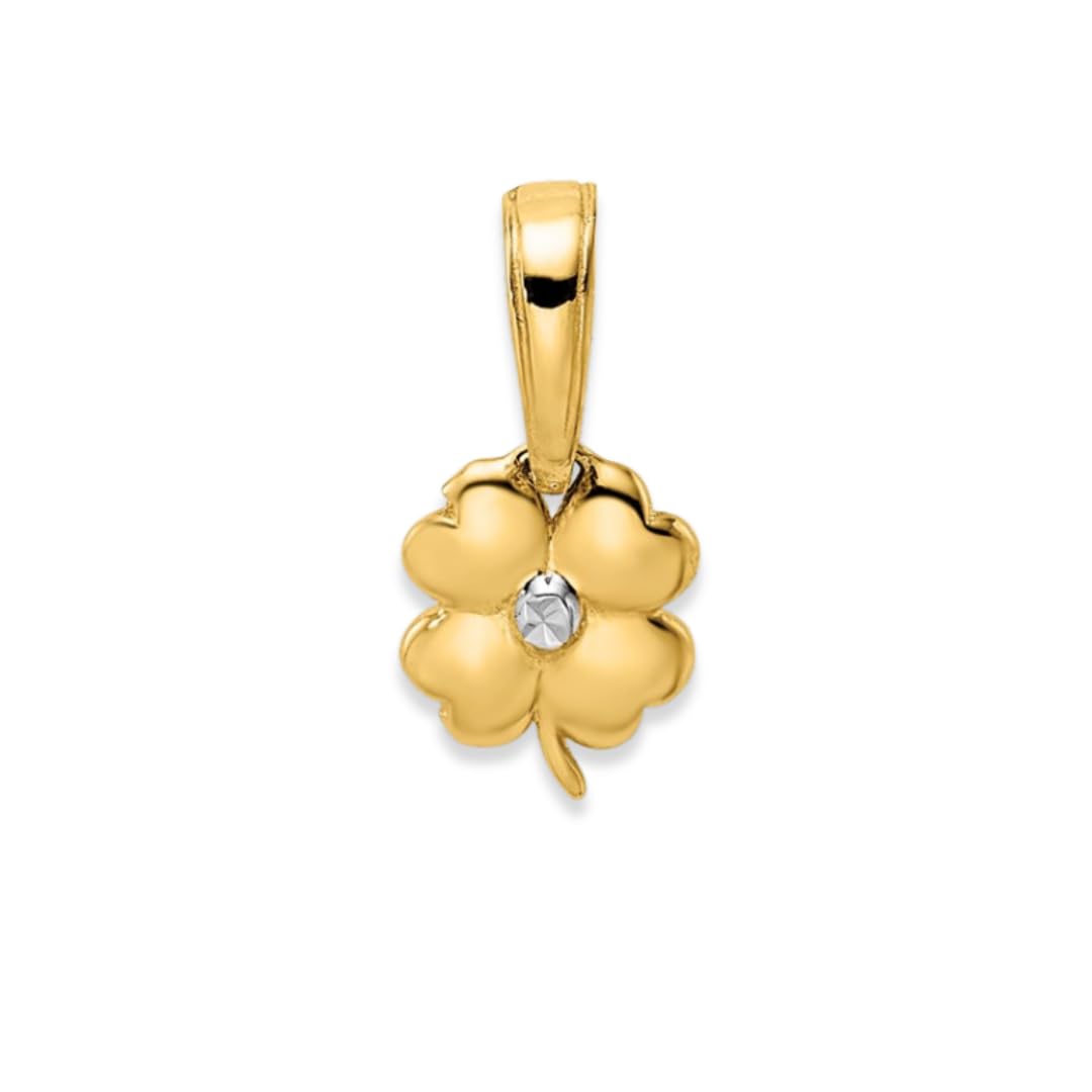 Four Leaf Clover Daily Wear Gold Pendant 14K Yellow Gold