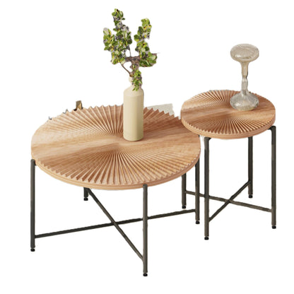 Radial - Pattern Coffee and End Table Set Waterproof Cover, Distressed Cylindrical Design (Set of 2)