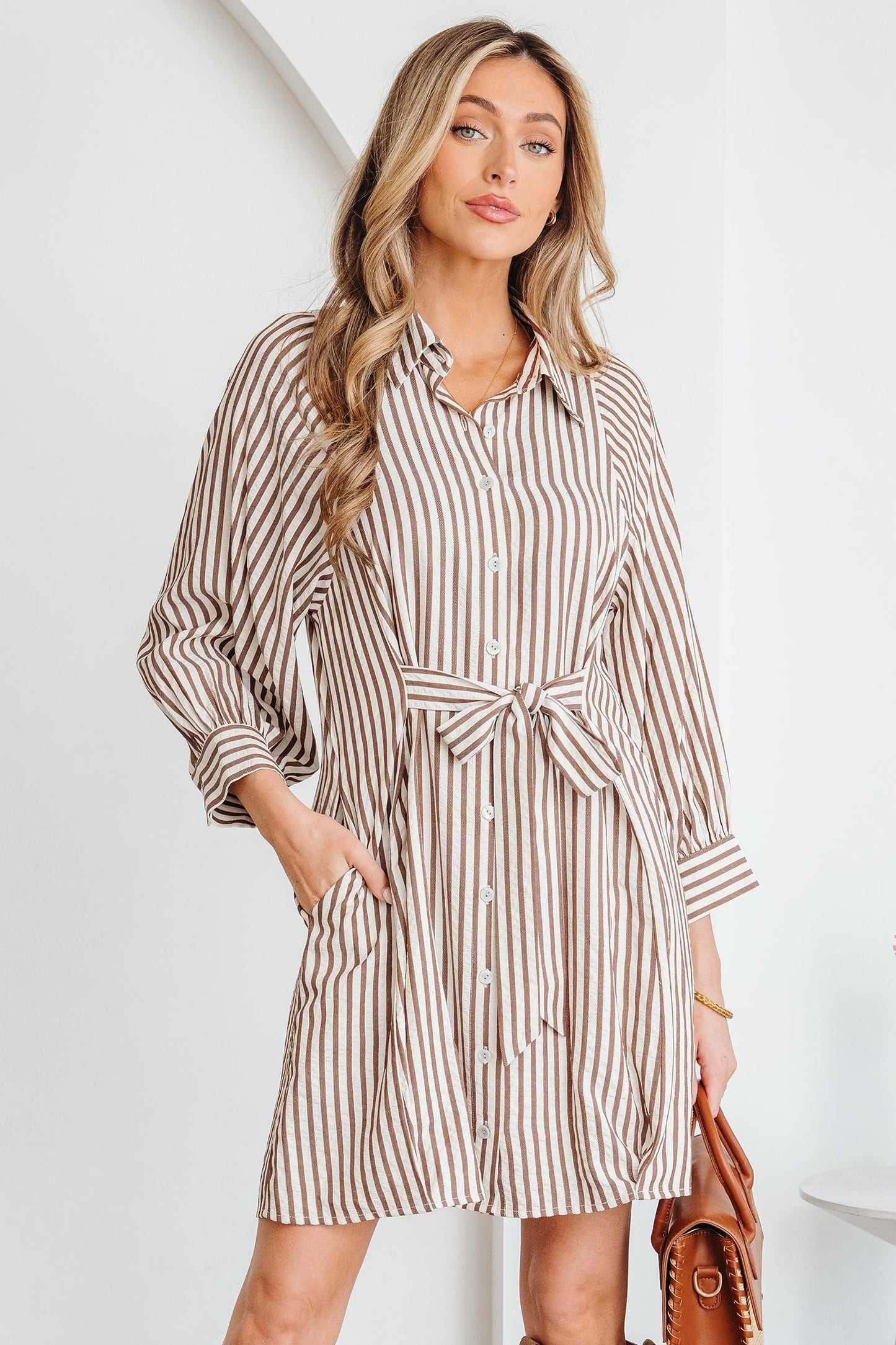 Threaded Pear Hanna Sleeve Down Mini Shirt